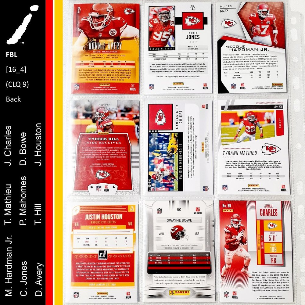 Kansas City Chiefs 9 Card Lot - FBL [16_4] - Picture 2 of 8